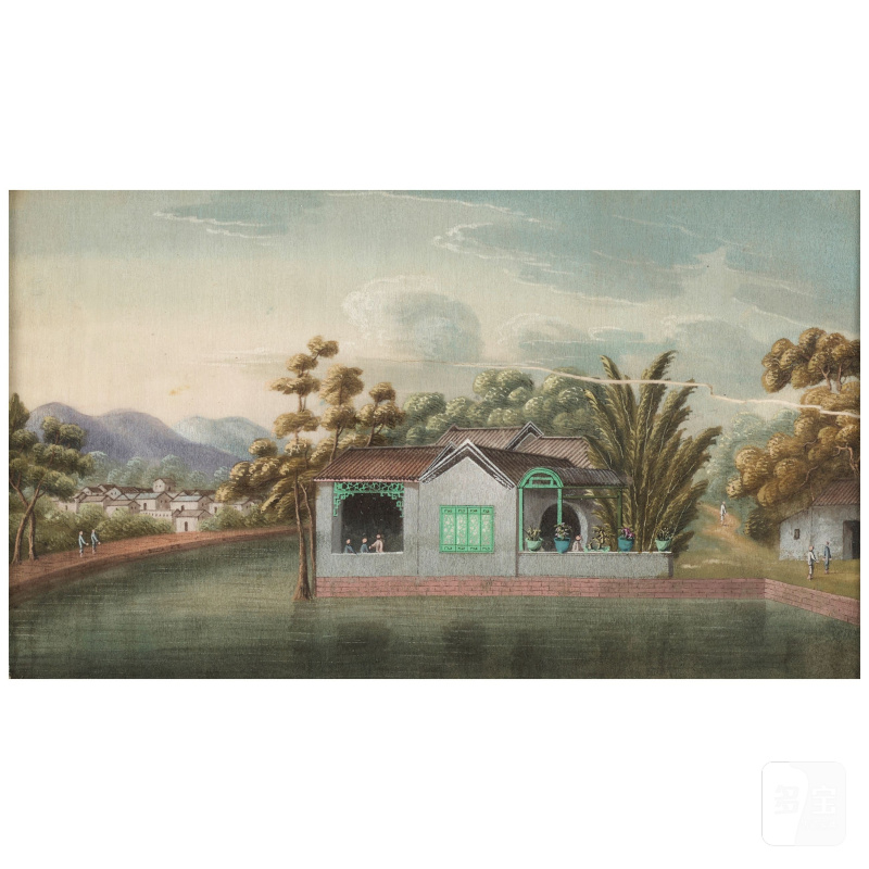 佚名 廣東學院畫派 船舶與風景 冊頁八幀 設色紙本 鏡框 十九世紀 | ANONYMOUS, GUANGDONG SCHOOL, 19th century - 图2